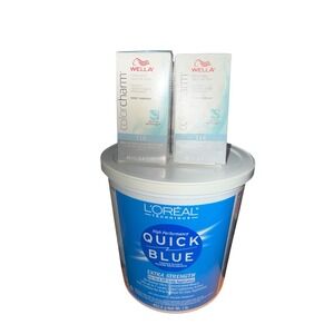 NIB L'Oreal Quick Blue Bleach 1lb Tub Bundle + Wella Toner T14 & T18 DIY Blonde